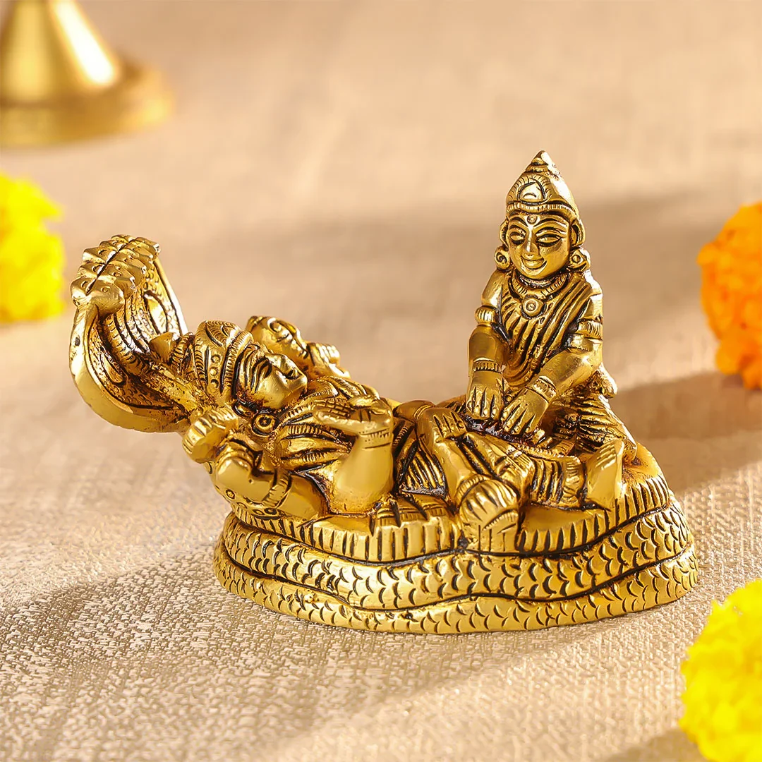 4.5" Brass Superfine Lord Narayana & Laxmi Idol