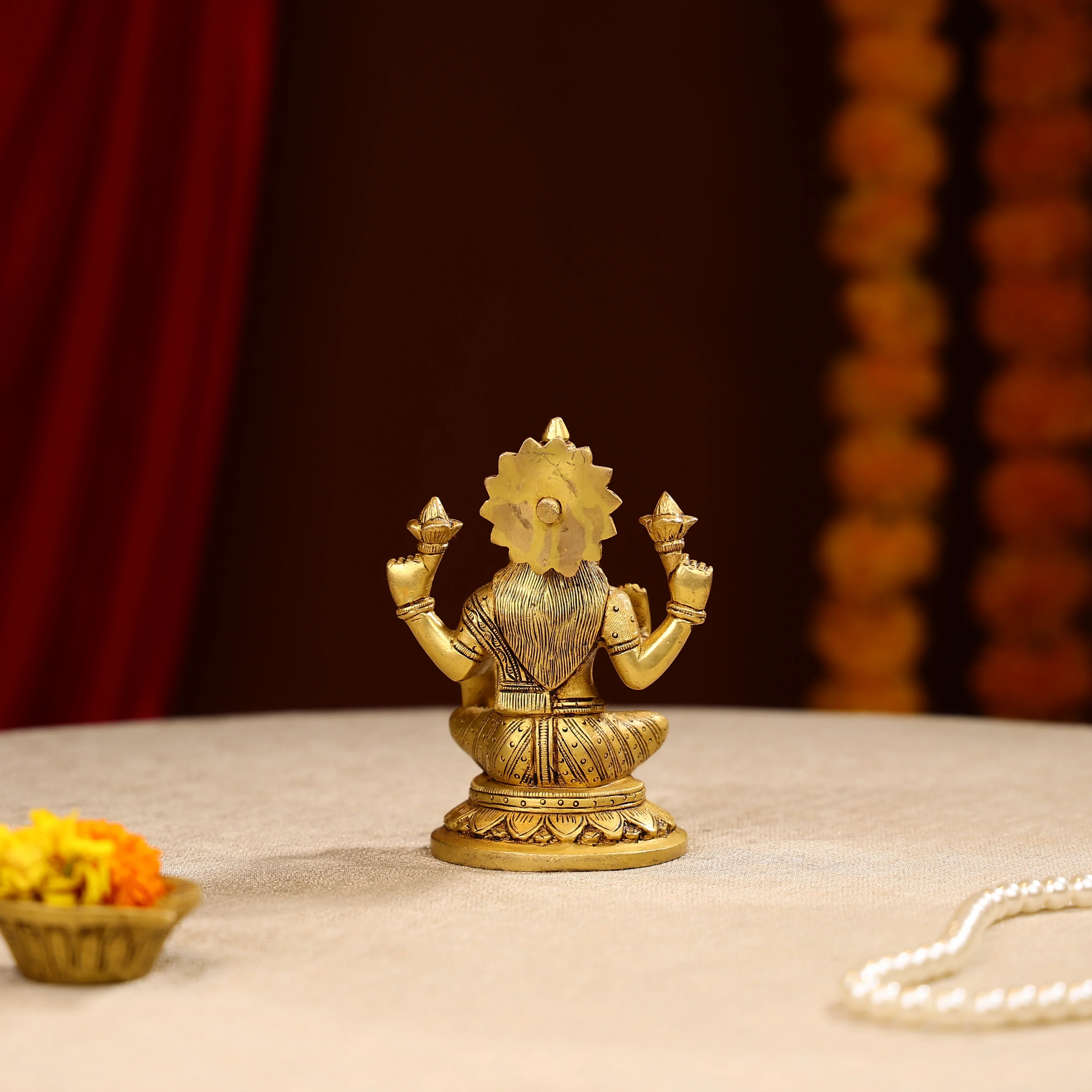 Brass Goddess Lakshmi Idol - Image 4