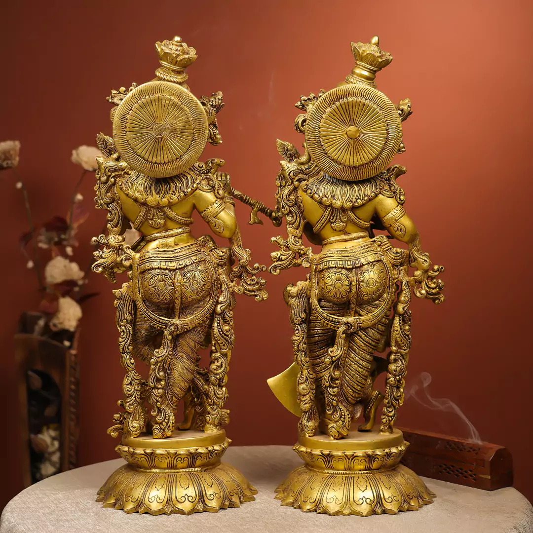 Brass Idol Of Lord Krishna And Shree Radha - Image 2
