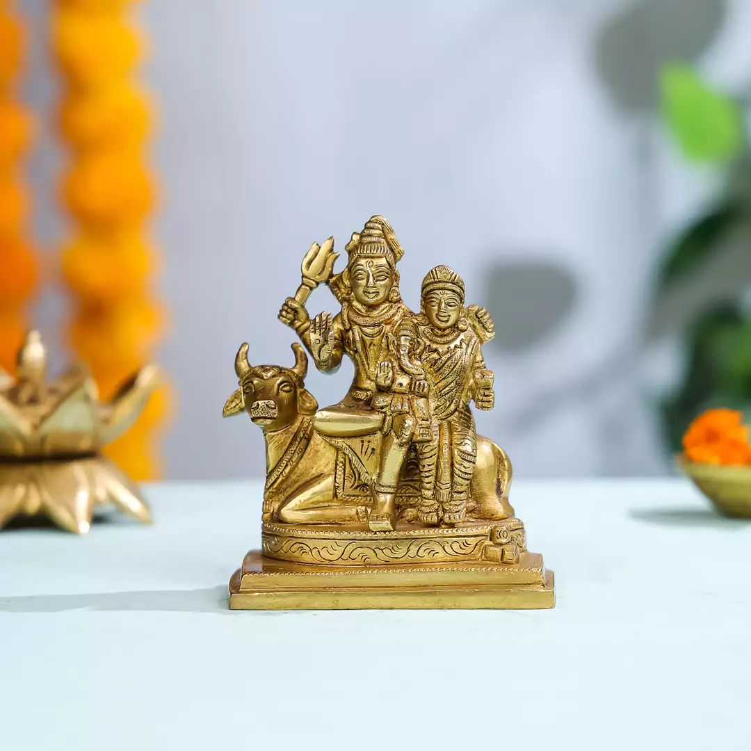 5" Brass Lord Shiva Family - Small