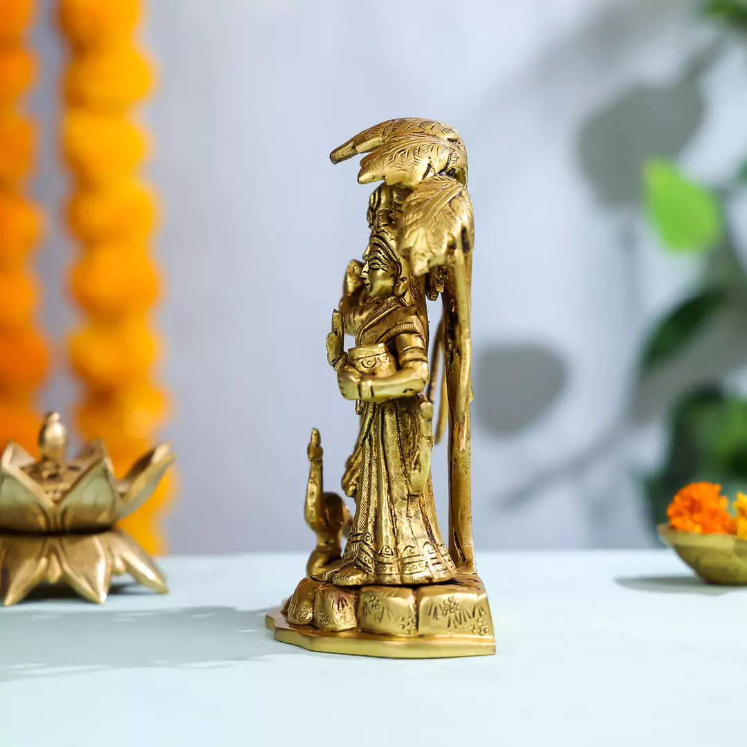 8" Brass Lord Radha Krishna Standing Under The Tree - Medium - Image 2