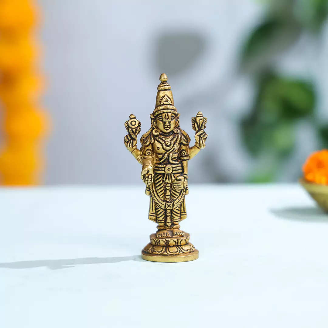 4.5" Brass Superfine Lord Vishnu Idol