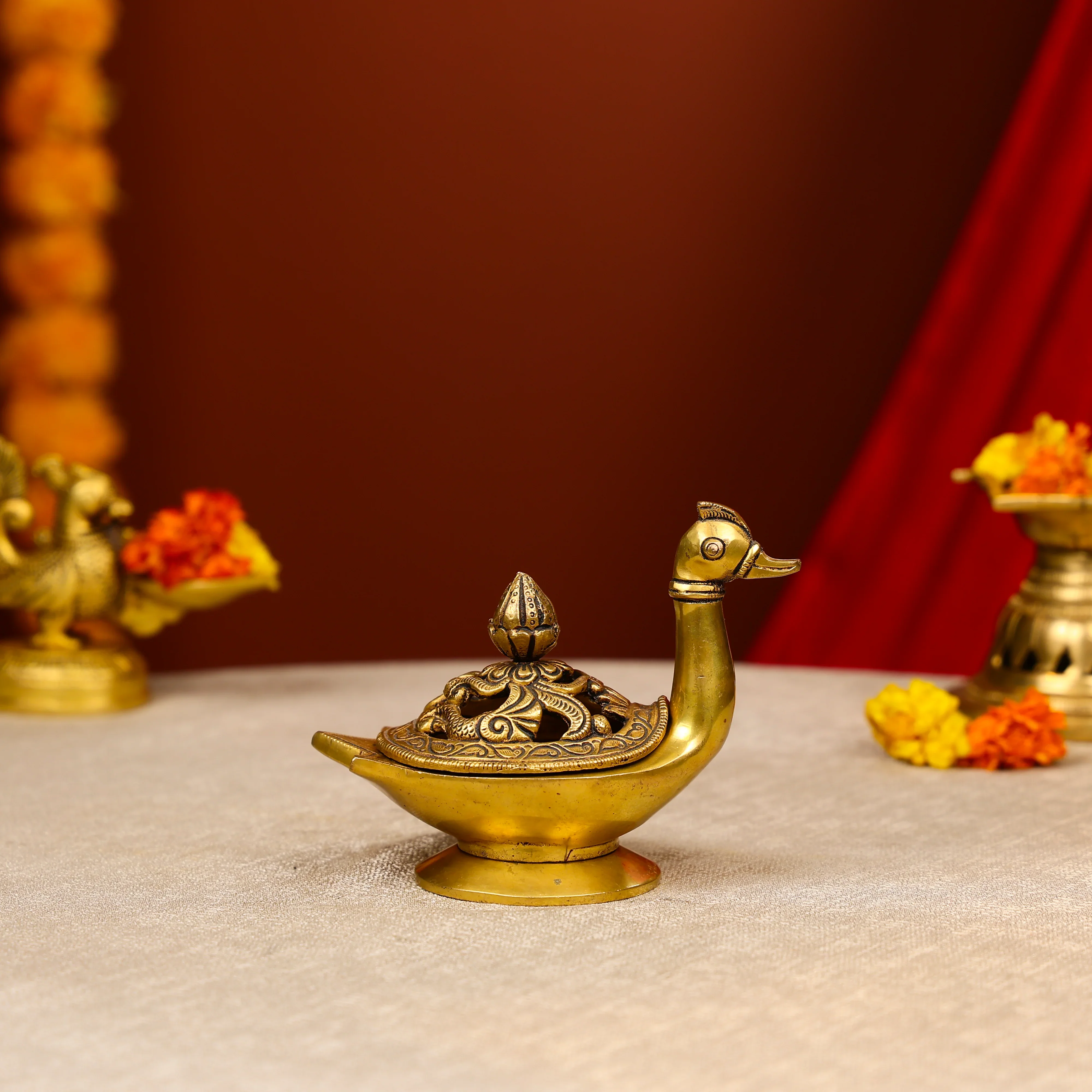 Brass Duck-Shaped Dhoop Dani | Loban Lamp