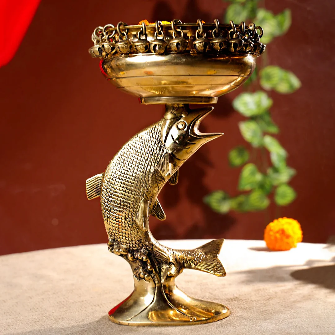 Designer Fish Brass Urli