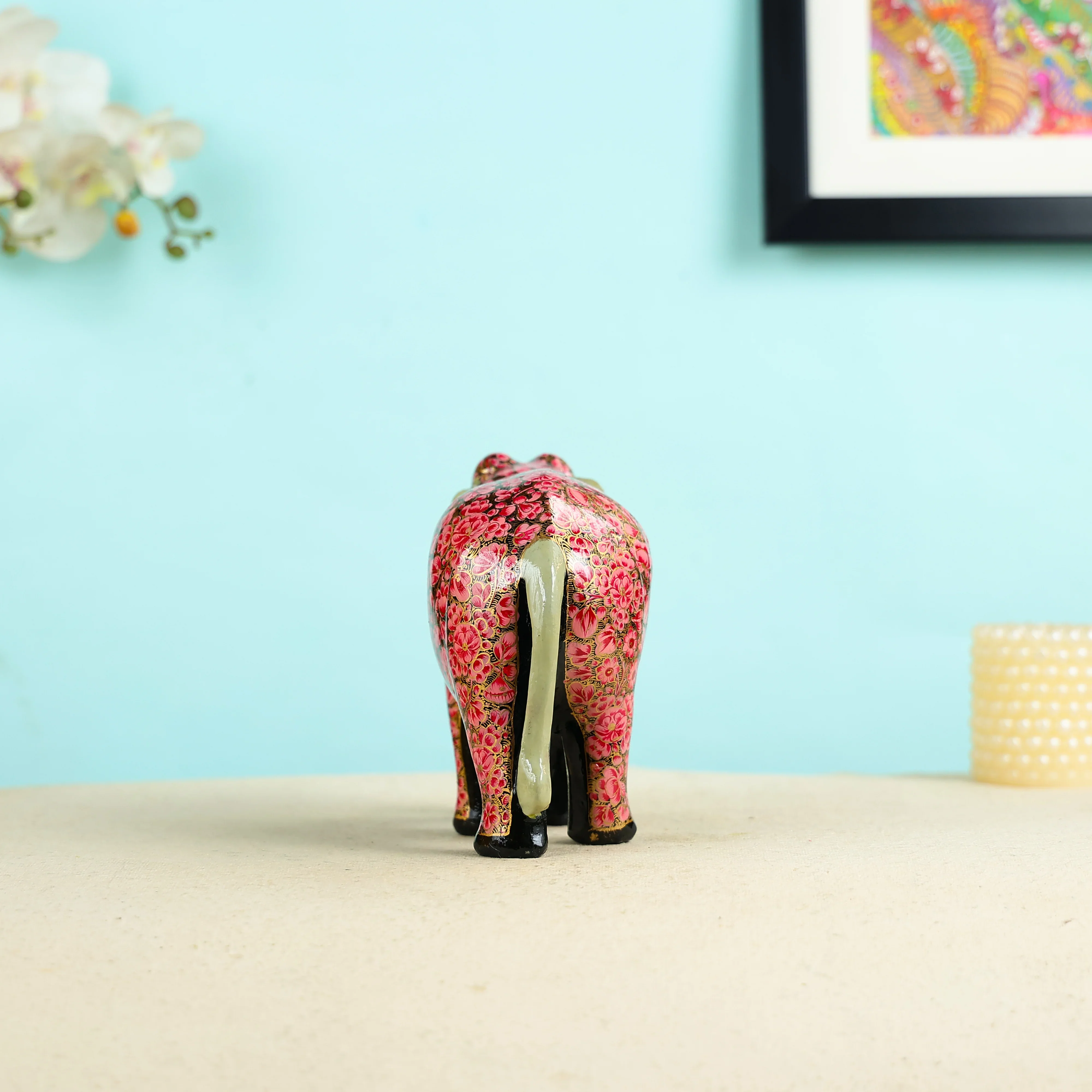 Paper Mache Crafted & Handpainted Elephant Table Decor - Image 2