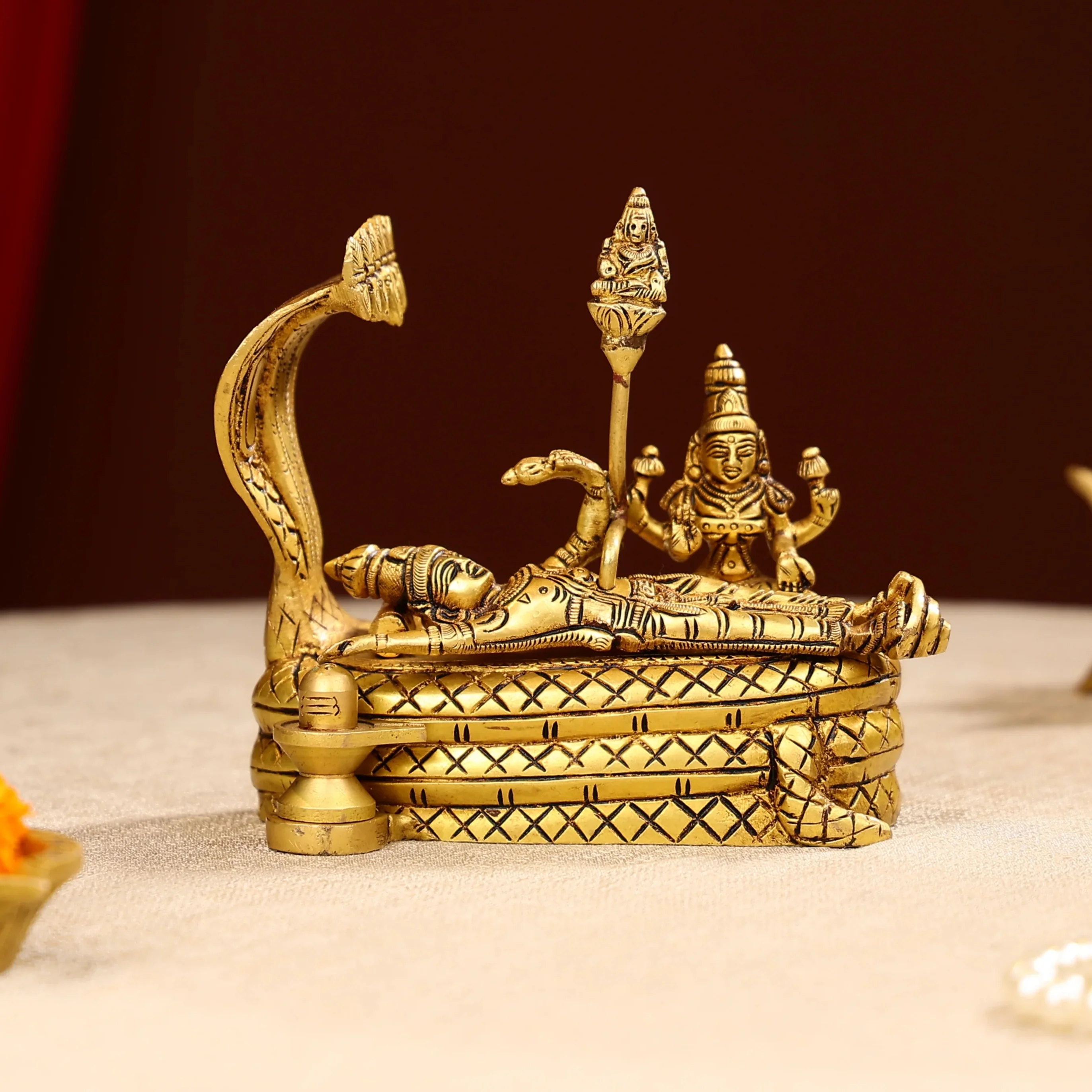5.5" Super Fine Brass Lord Padmanabh Swamy Idol