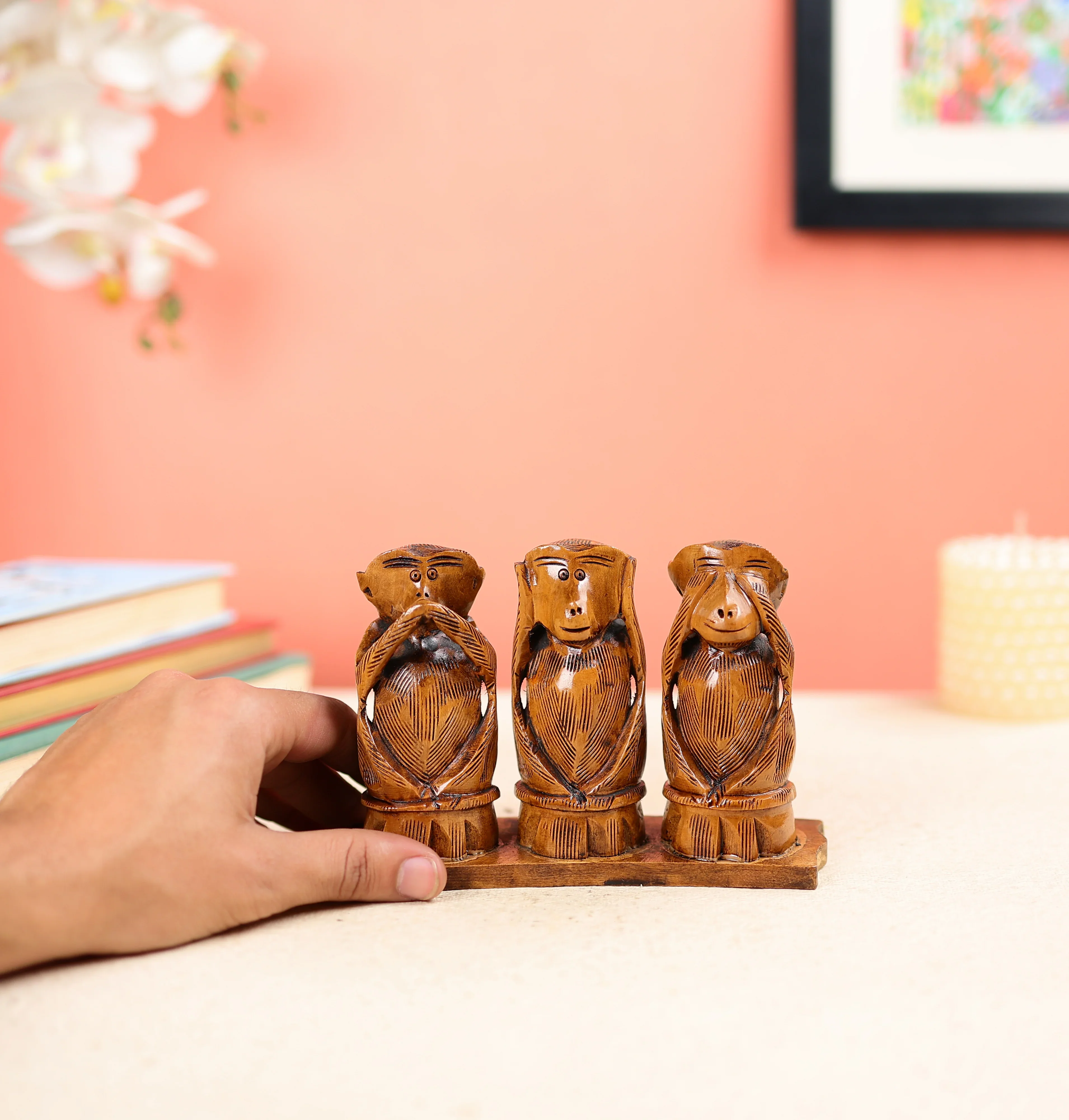 Wooden Gandhiji's Three Monkey Set - Small - Image 5